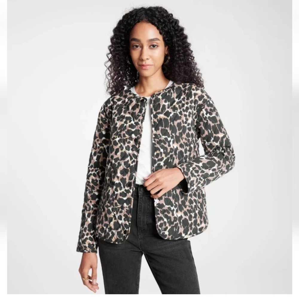 A New Day - Women's Quilted Jacket - A New Day Brown Leopard P Brown